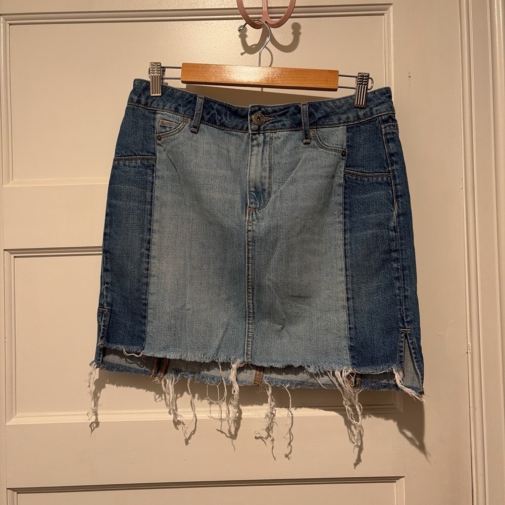 PAIGE Patchwork Denim Skirt